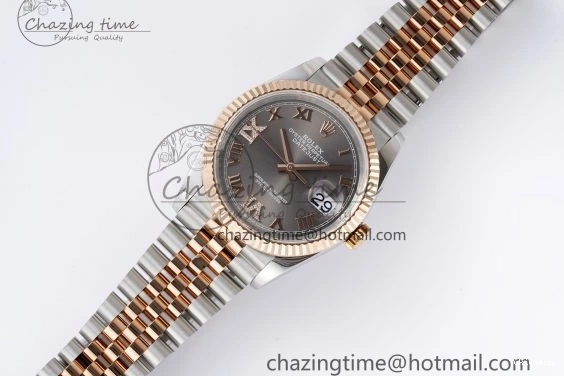 Gray Markers Bracelet Dial 126231 RG 36 DateJust JDF Plated Jubilee 904L RG Steel Roman V2 SS on 1218